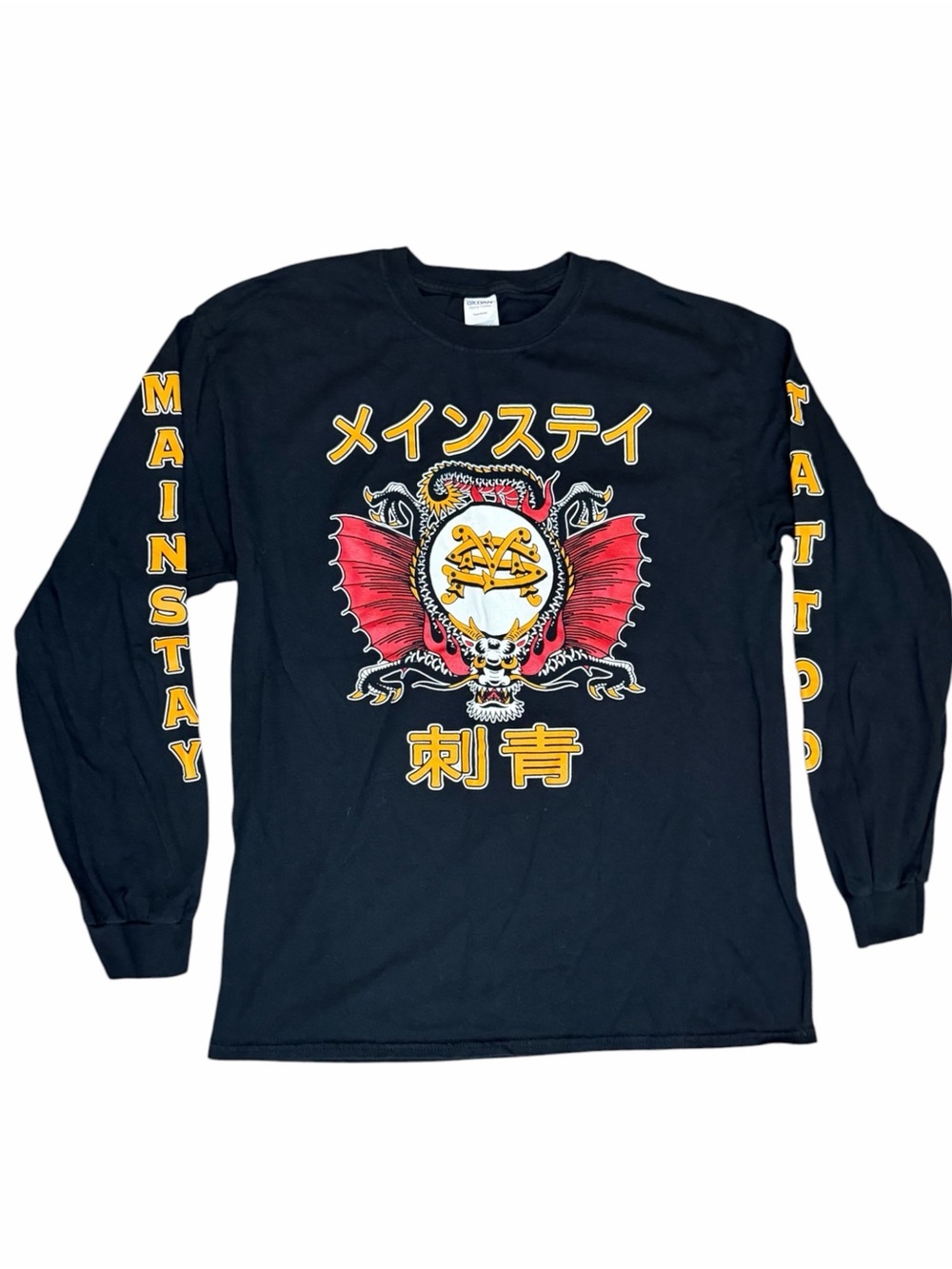 Mainstay Tattoo Austin TX Dragon Graphic Long Sleeve Tee Unisex Large L Black - Picture 2 of 9